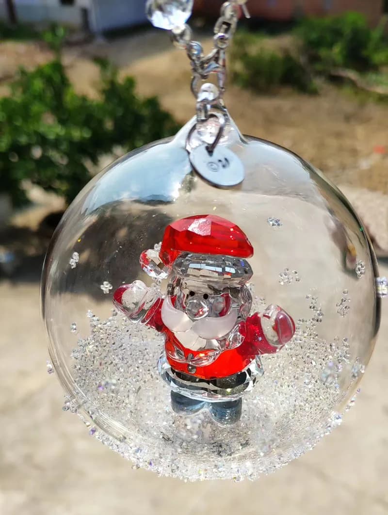 Crystal Glass Ball Ornament with Ribbon Hanger