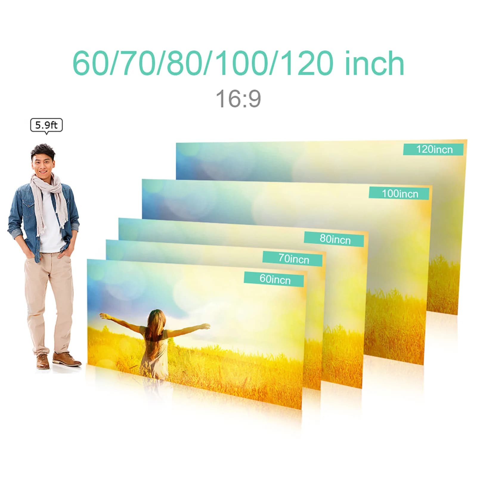 Portable Projector Screen 60-120 Inches