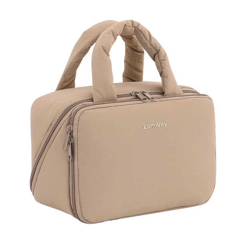 Toiletry Bag with Divider and HandleLarge Capacity Wide-Open Makeup Organizer Zipper Closure New Design Cute Travel Cosmetic Bag