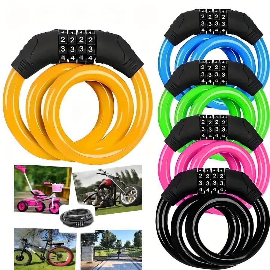 4-Digit Resettable Coil Cable Bike Lock