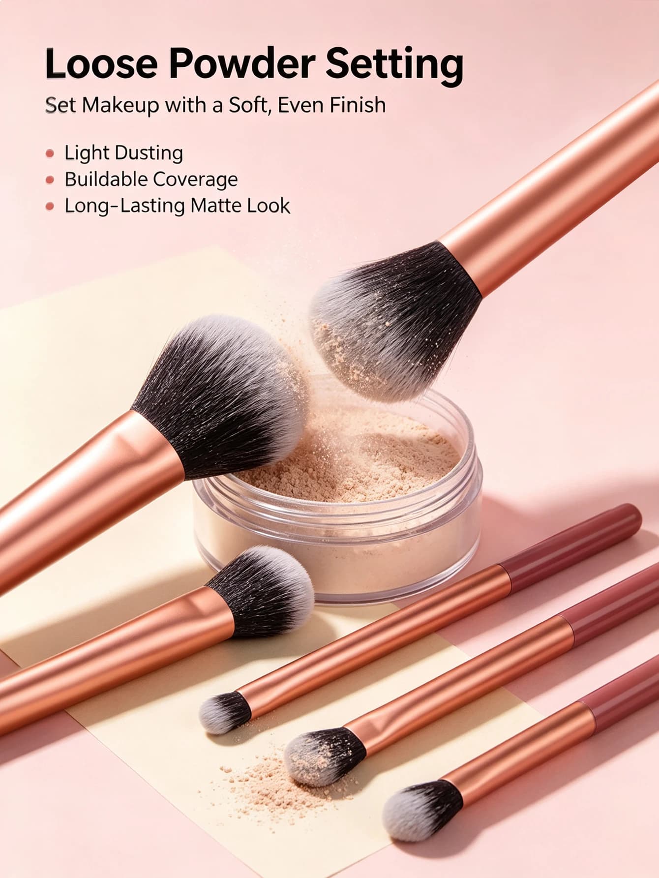 Professional Makeup Brush Set With Powder And Blush