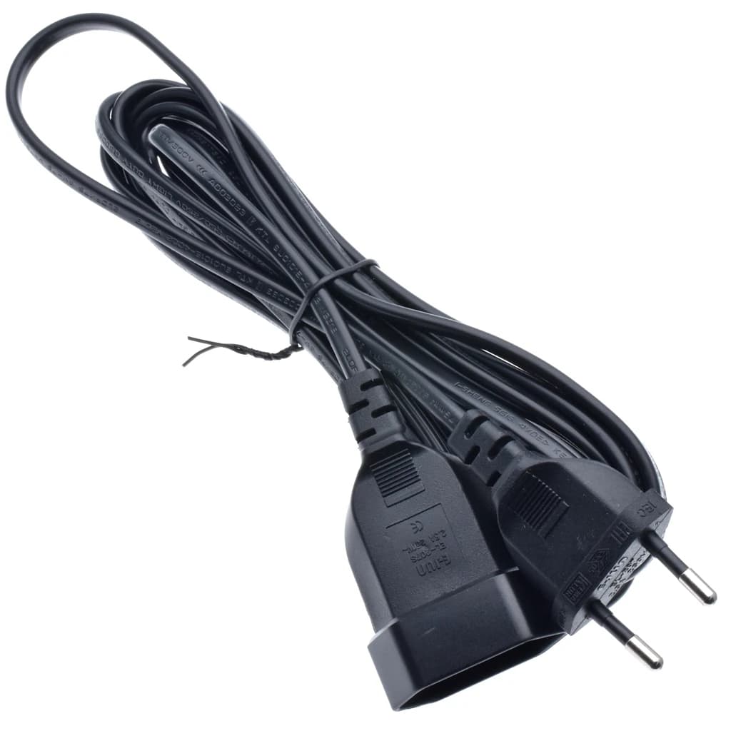 European 2Prong Male to Female Power Extension Cord, VDE Certificated Copper Cable 0.5m/1m/2m/3m/4m/5m