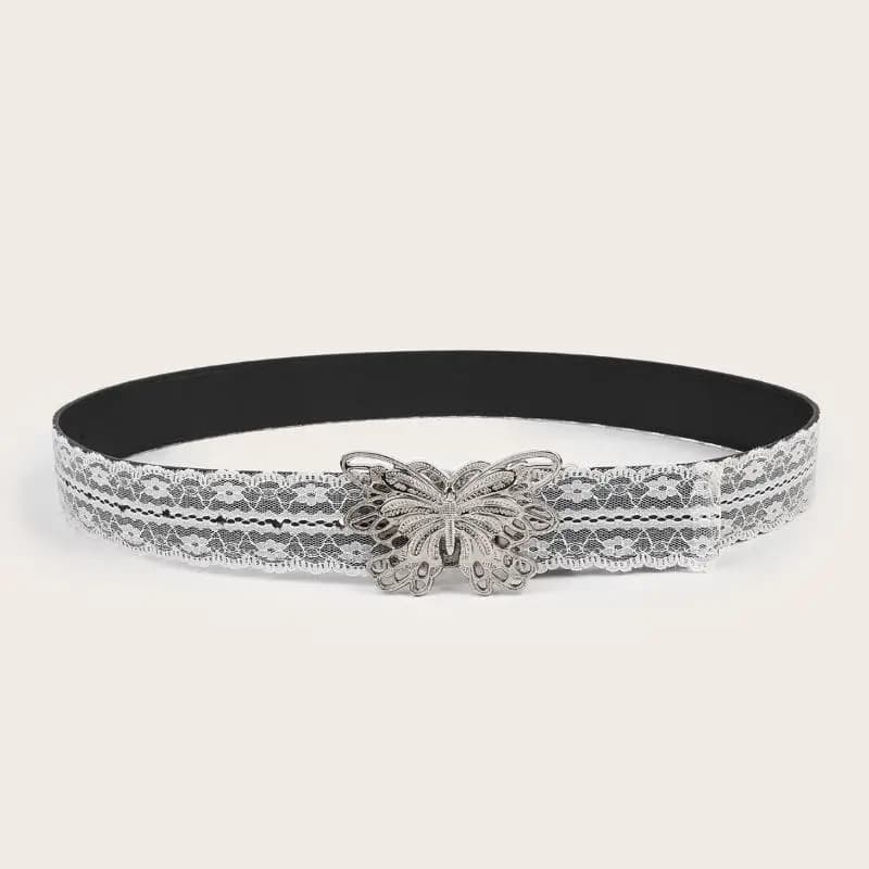 Beautiful White Floral Lace Waist Belt; Adjustable All-match Fashion Accent for Women; Casual Waist Strap Decor Accessory Gift.