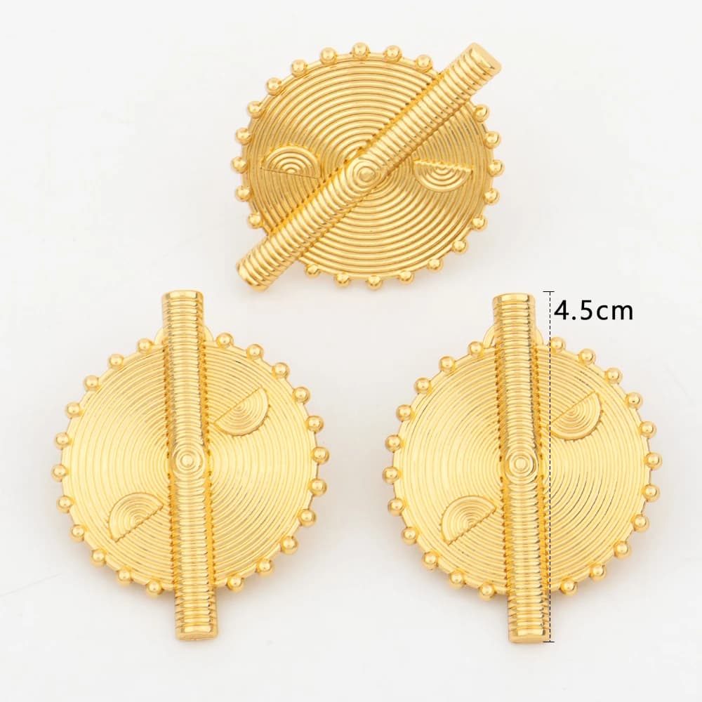 Fashion Jewelry Set Dubai Gold Color Luxury Flower Shape Adjustable Ring Round Earrings For Women Wedding Party Gifts Daily Wear