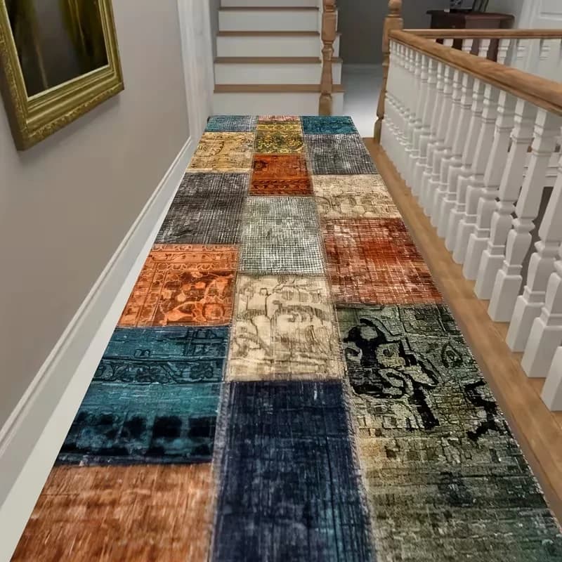 Modern Geometric Long Runner Rug Non-Slip