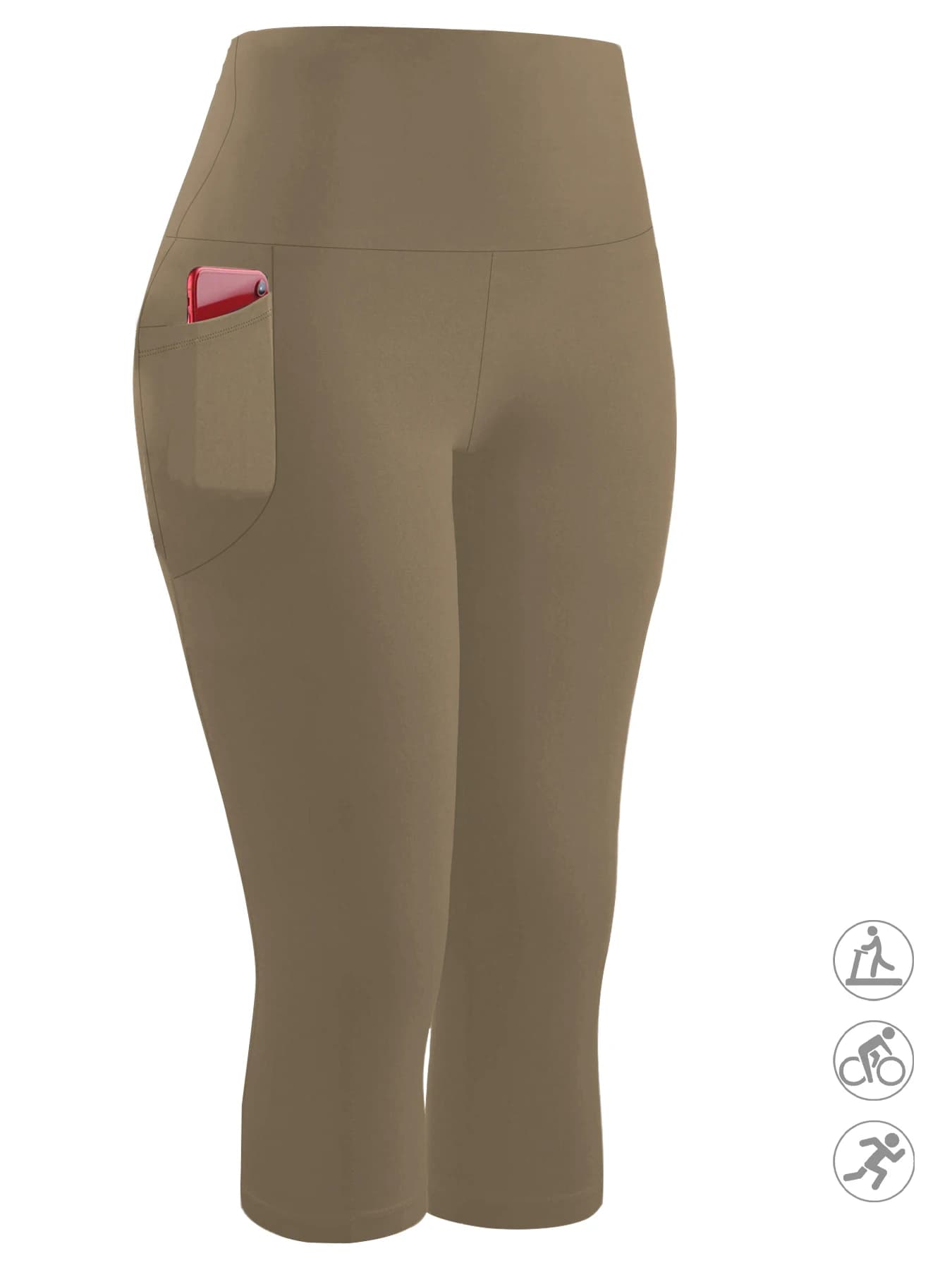 High-Waisted Workout Capri Pants with Pockets