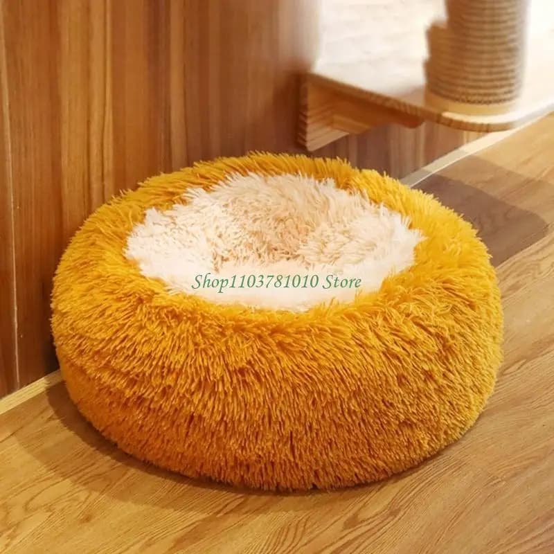 Round Plush Pet Bed for Small Dogs and Cats
