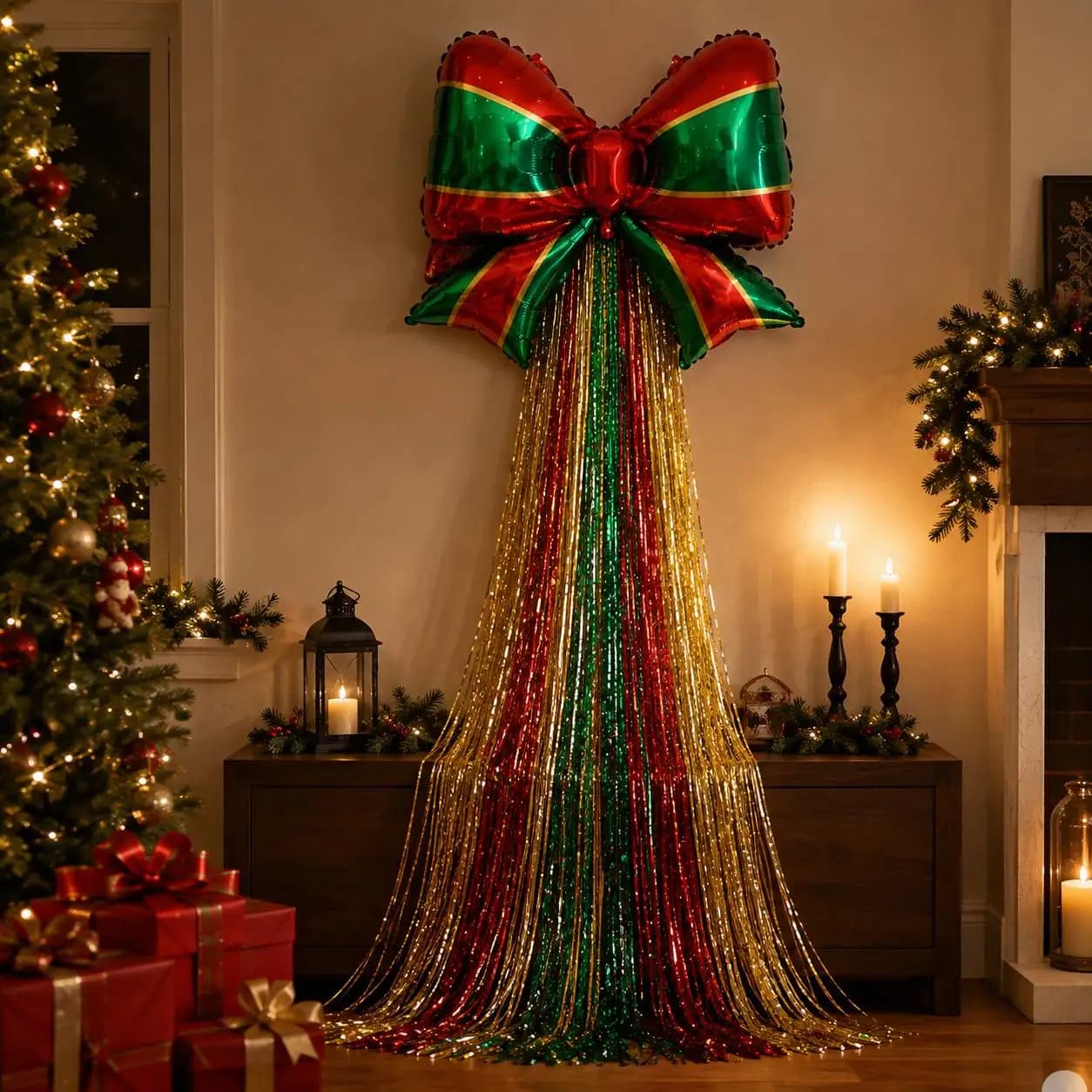 30-Inch Christmas Bow Balloon Set with Streamers
