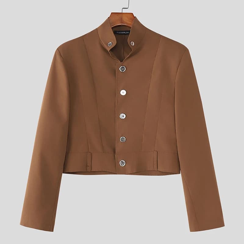 Men's Solid Color Stand Collar Blazer
