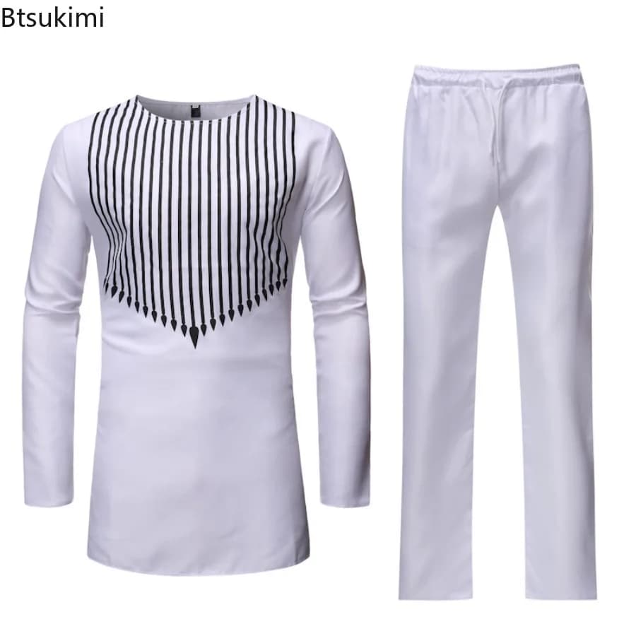 African Striped Two Piece Set Shirt and Pants
