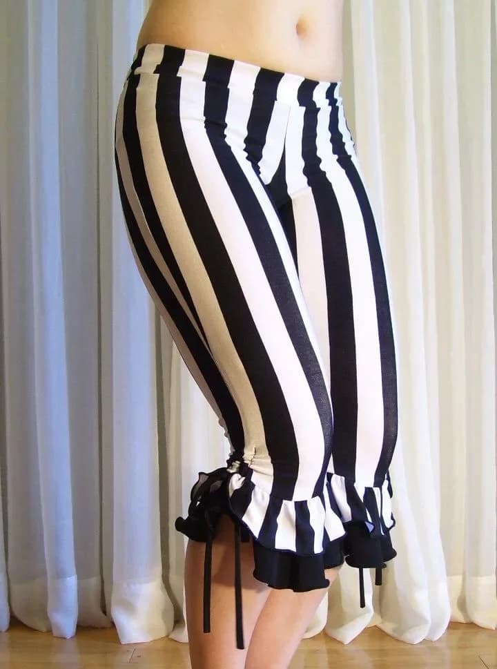Women's Striped Bell Bottom Capri Pants