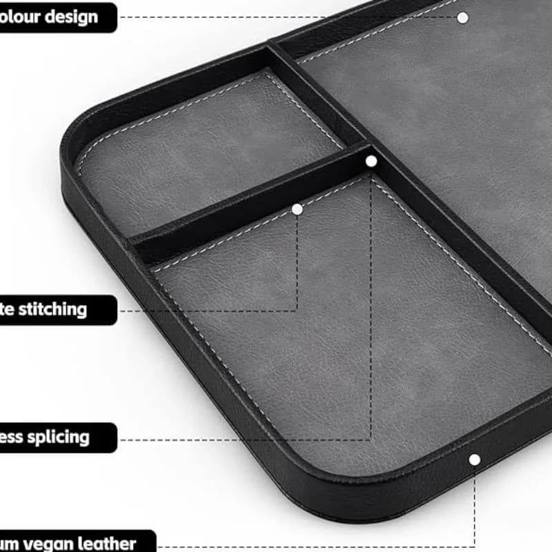 PU Leather Nightstand Organizer Tray