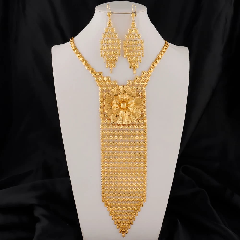 Middle East Jewelry Set Luxury Jewelry Sets Gold Plated Jewelry Tassel Necklace and Earrings Jewellery Set Wholesale