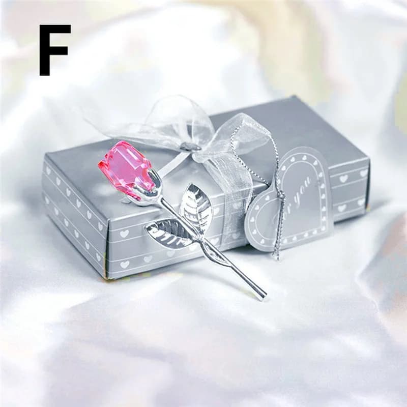 Valentine's Day Lovers' Gift X'mas Favors Souvenir Crystal Glass Rose Flower Figurines Craft Home Wedding Decoration Ornaments
