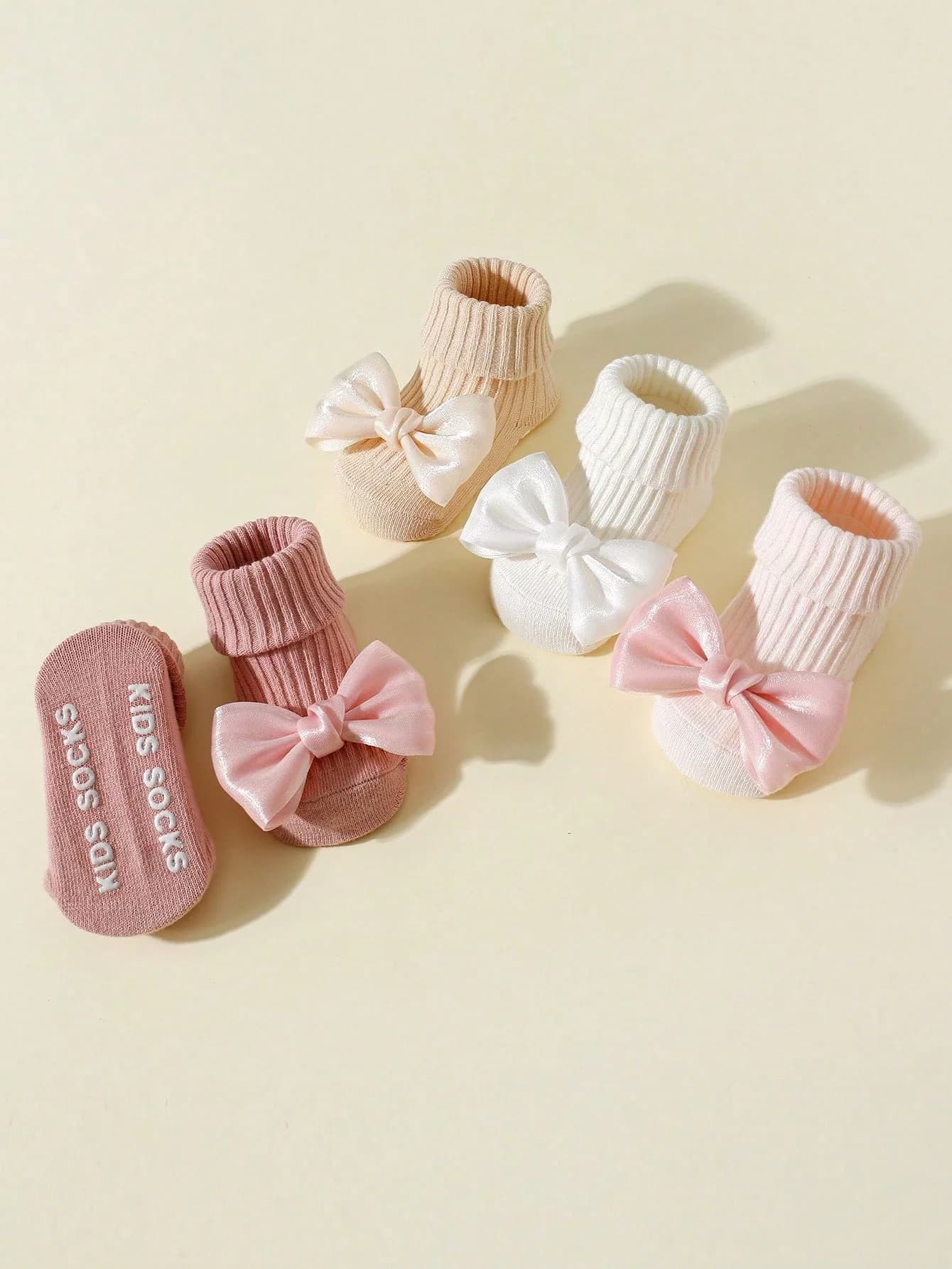 Toddler Ankle Socks with Bows, 4 Pairs