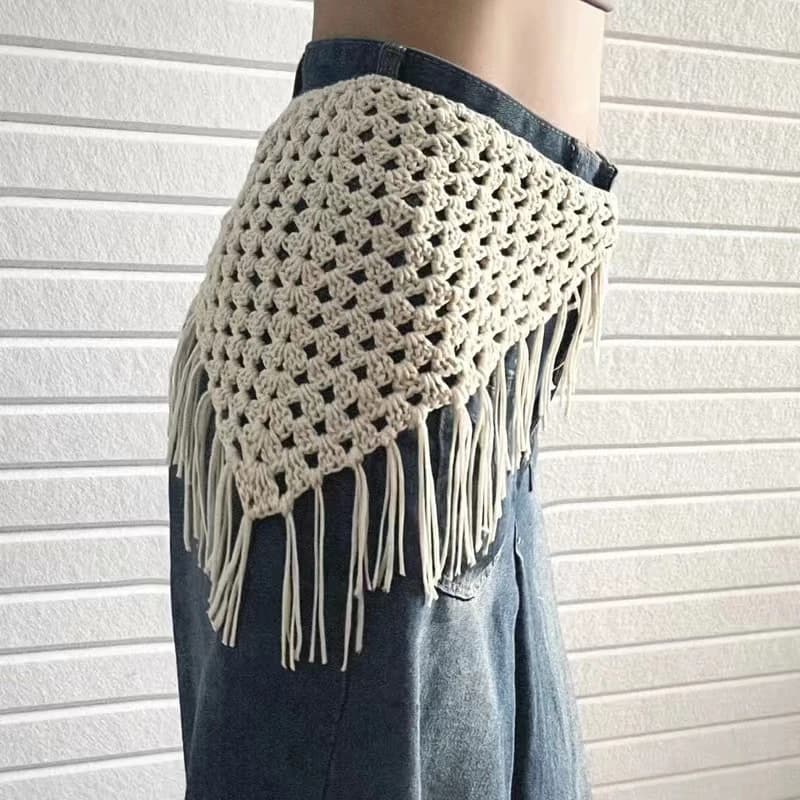 Bohemian Hollow Triangle Headscarf with Tassel Belt