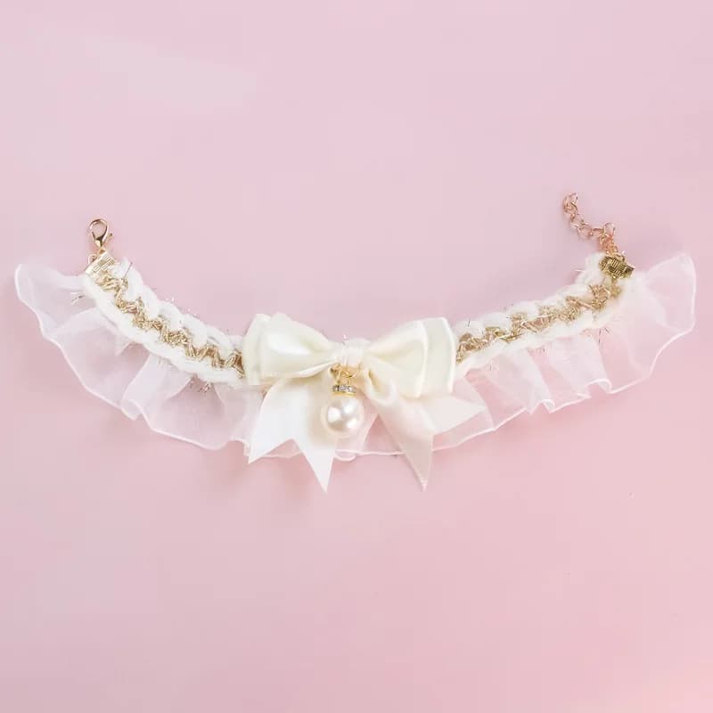 Dog Collar Cute Lace Bow Pet Dog Cat Collar Adjustable Cat Necklace Jewelry Sweet Neck Decorative Pet Accessories Pet Supplies
