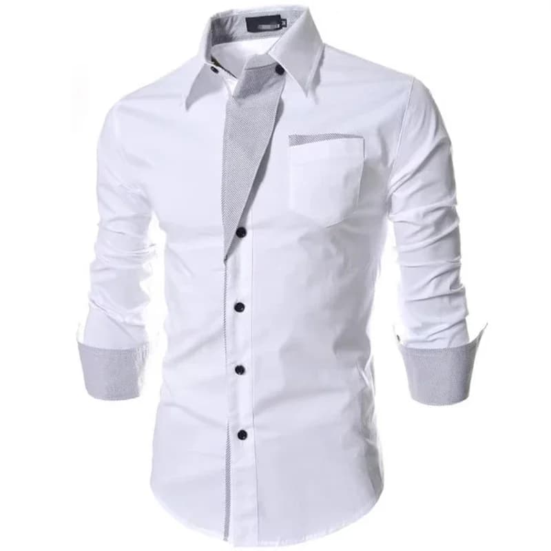 Men's Slim-Fit Long Sleeve Business Shirt