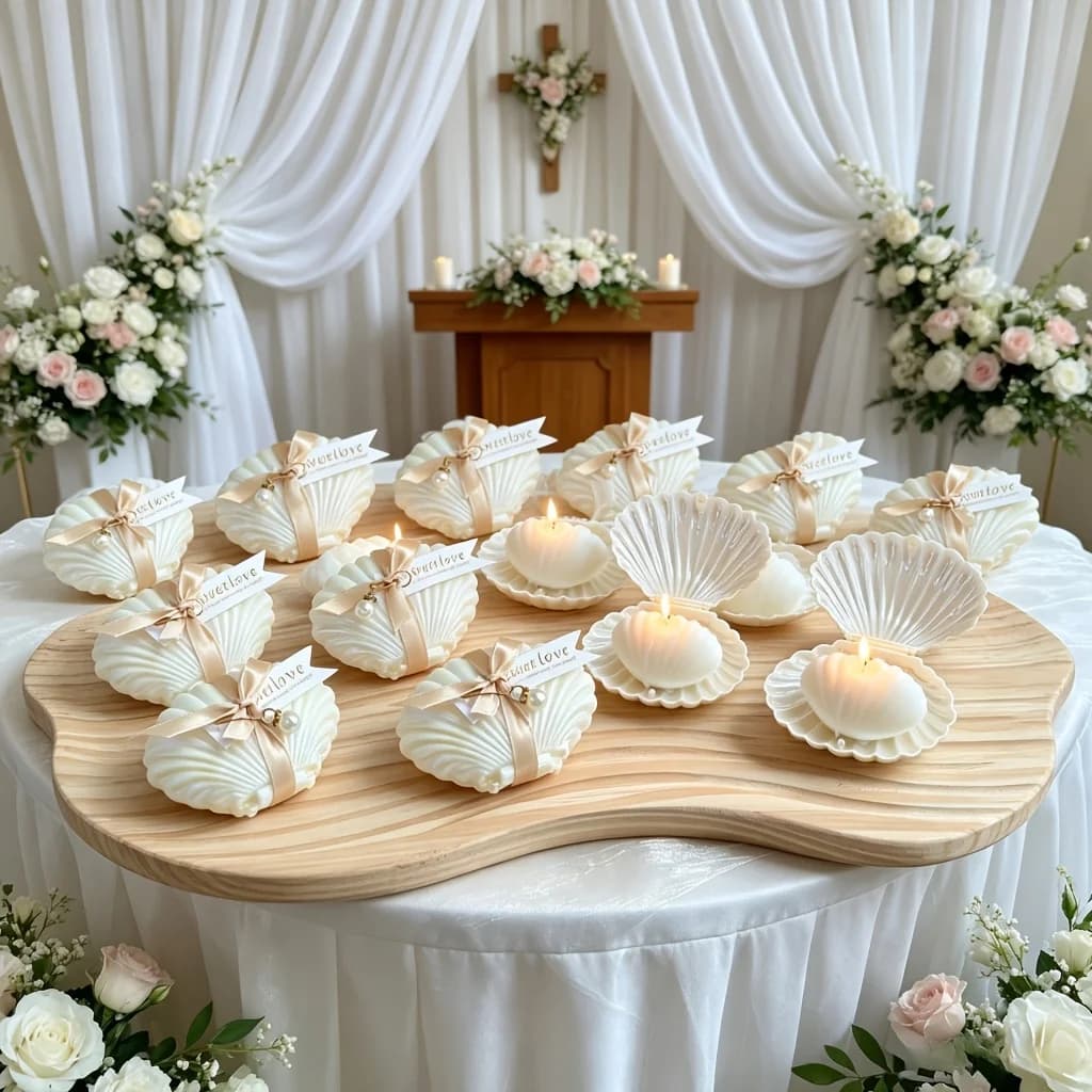 Luxury Shell Candle Wedding Favors Set of 6