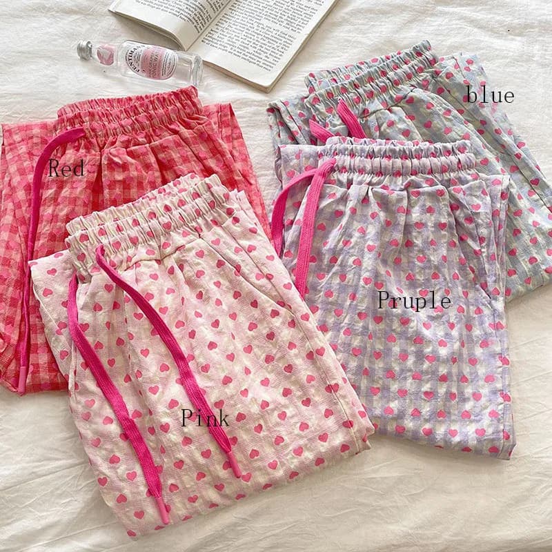 Heart-Printed Pajama Pants