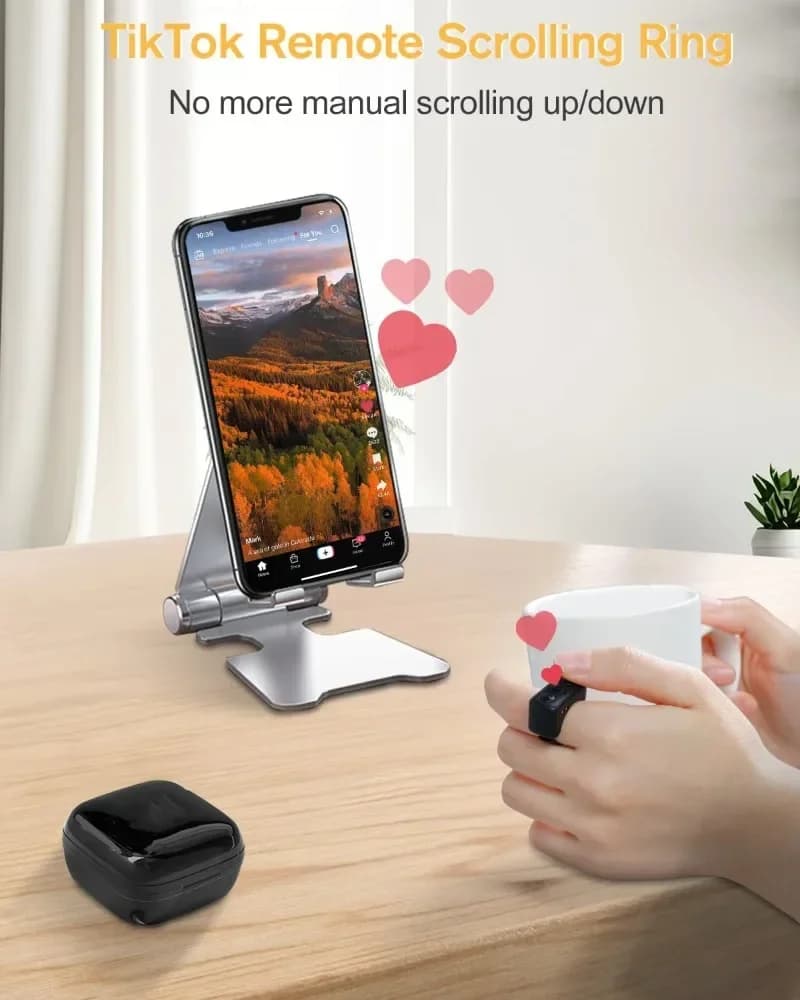 Remote Control for TikTok Page Turner Kindle App Bluetooth Video Recording Remote Scrolling Ring for TIK Tok iPhone iPad iOS