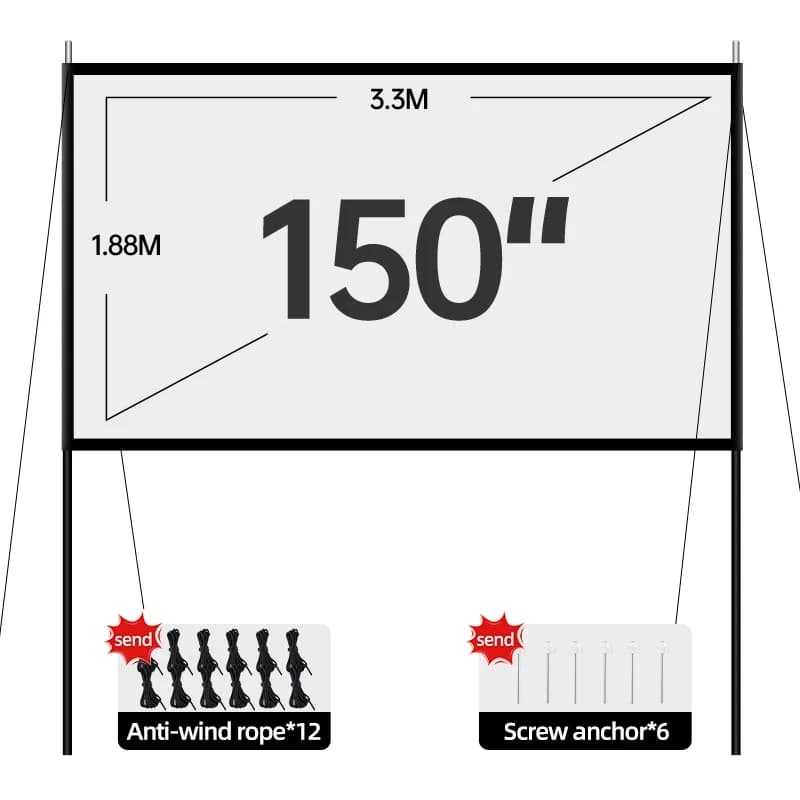 Portable Outdoor Movie Projector Screen with Stand