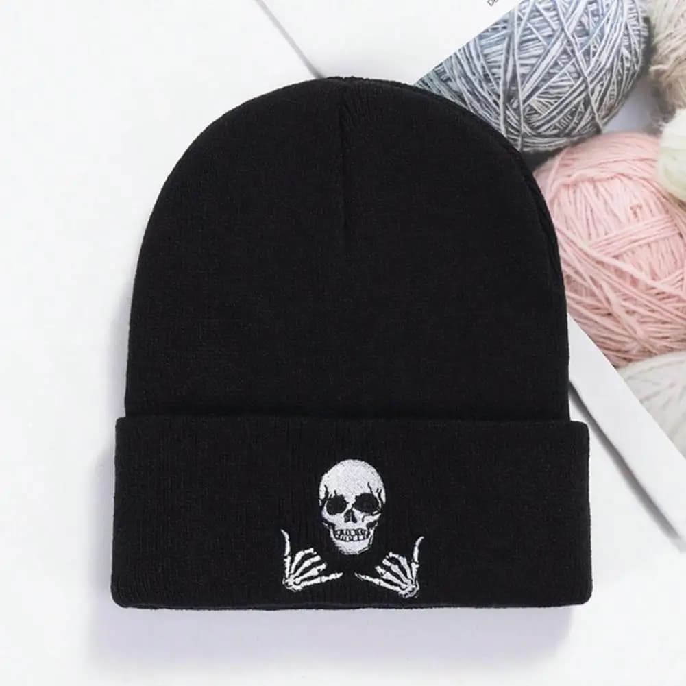 Embroidered Knit Winter Beanie Hat