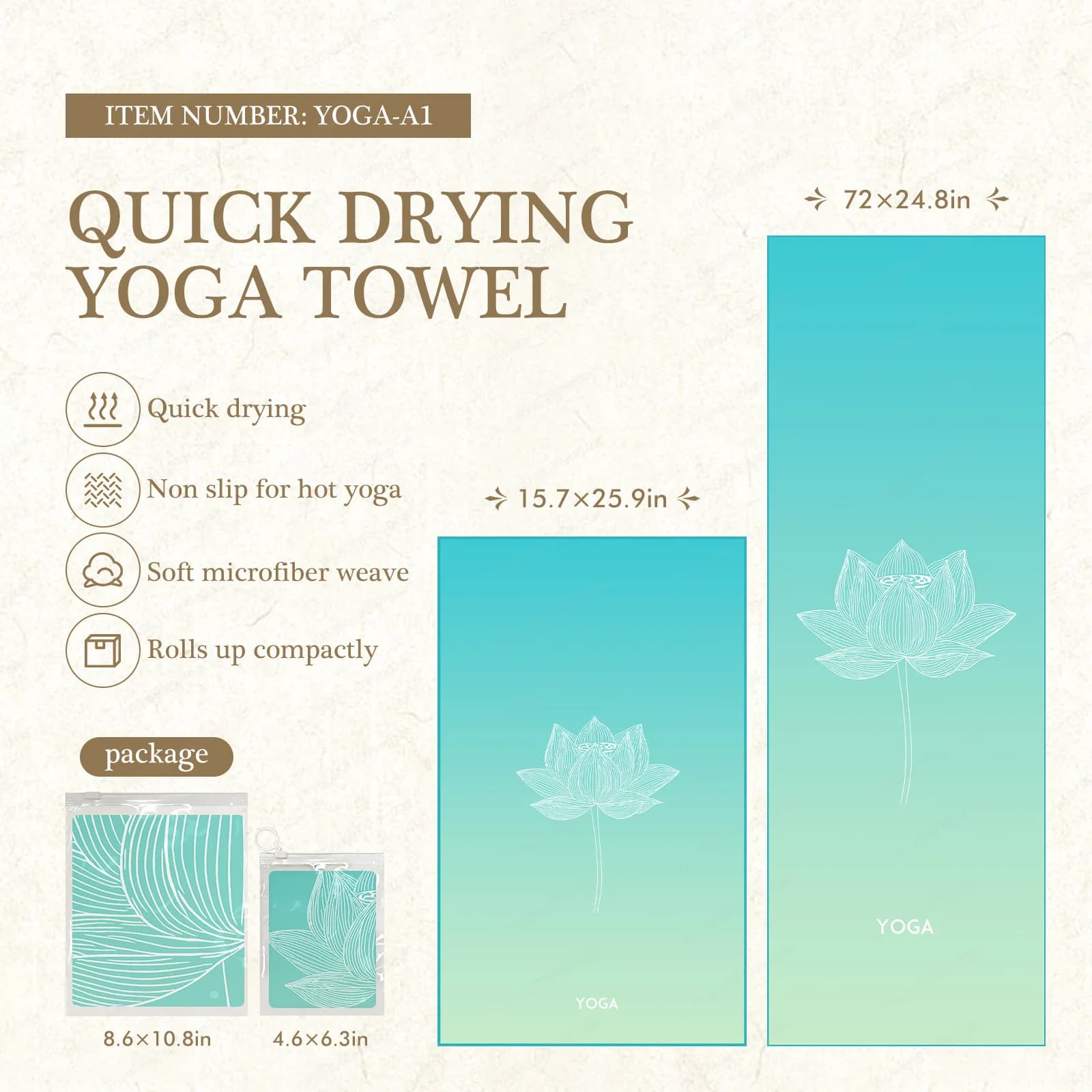 Yoga Mat Towel with Foot Loops