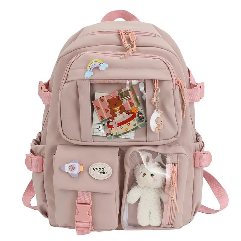 Kawaii Patchwork School Backpack for Girls