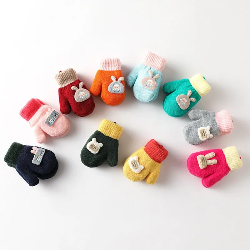 Toddler Knit Mittens with String