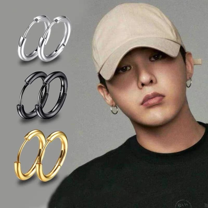 Stainless Steel Hoop Earrings Gold