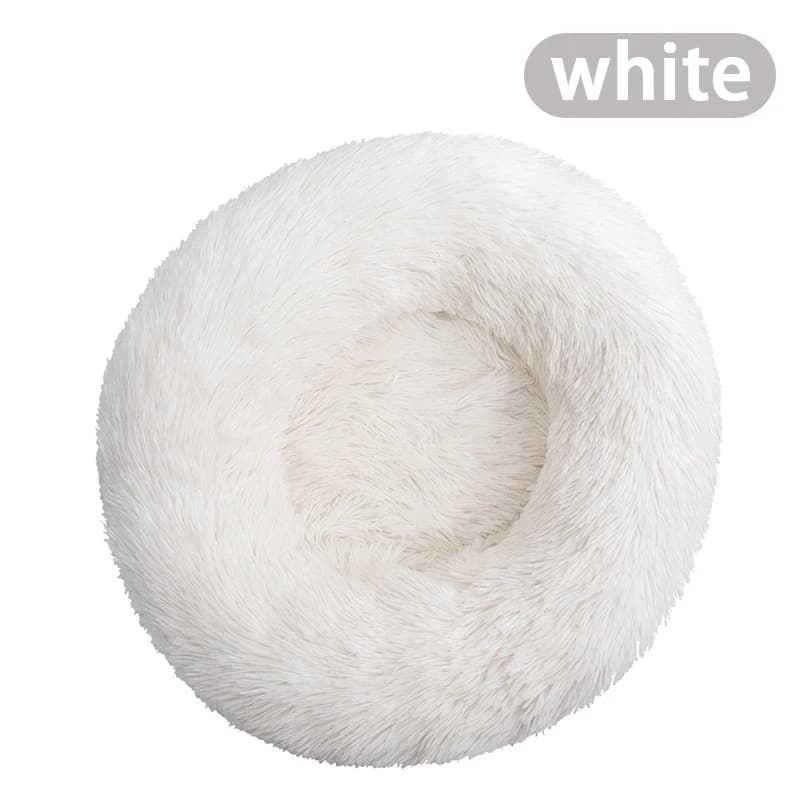 Furry pet bed - round cat bed and dog bed - soft and fluffy pet bed - ideal sleeping companion for kittens and puppies