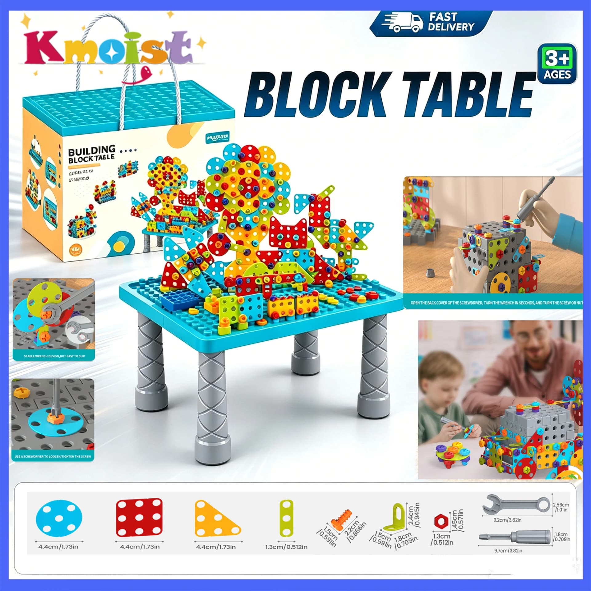 DIY Building Blocks Set with Tools and Storage