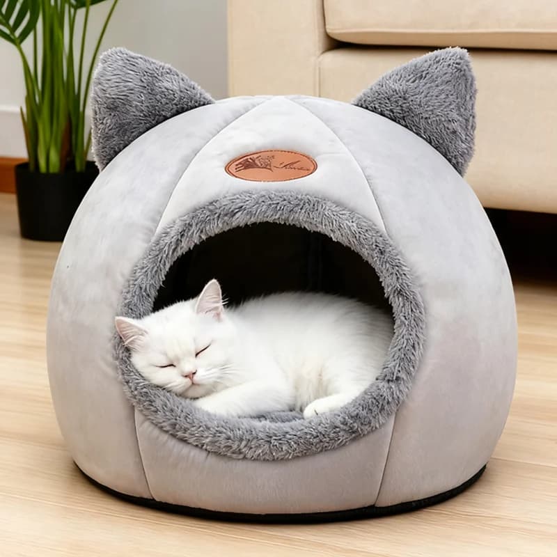 Winter Cat Bed Semi-Enclosed Cave