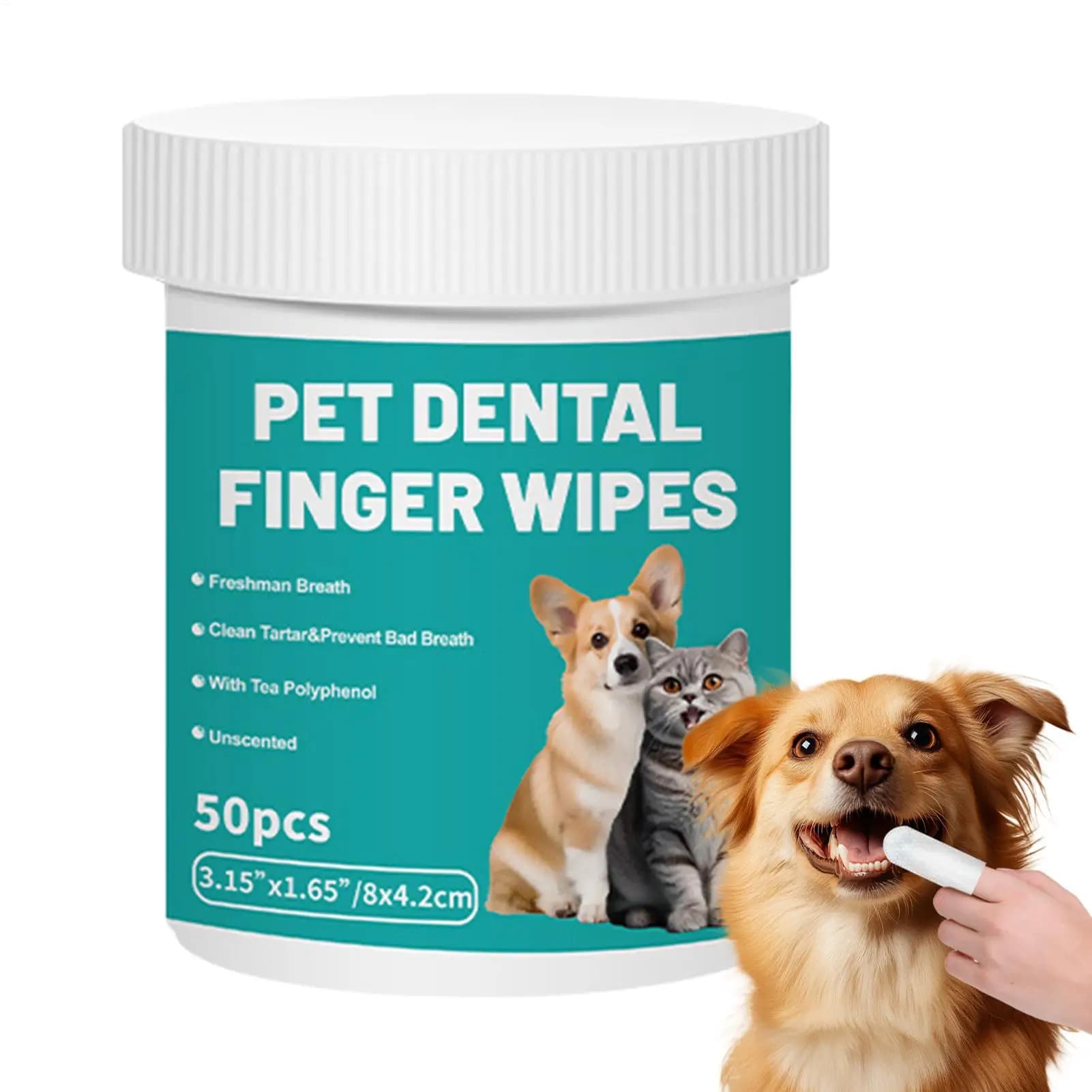 Pet Disposable Cleaning Wipes Dog Teeth Cleaning Finger Wipes Cat Ear and Eye Beauty Wipes Cat Hygiene and Beauty Products 50pcs
