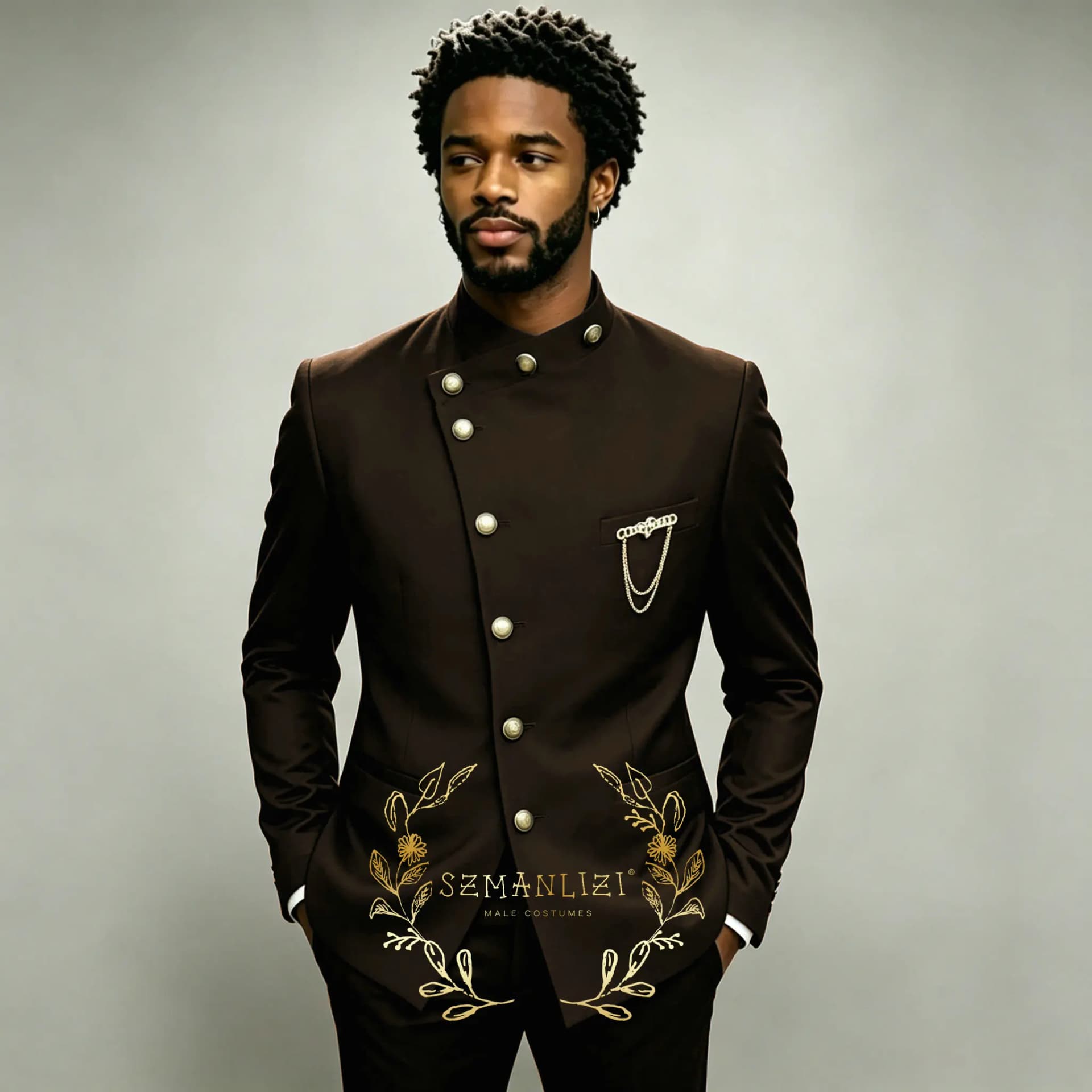 Navy Double Breasted Slim Fit Formal Suit