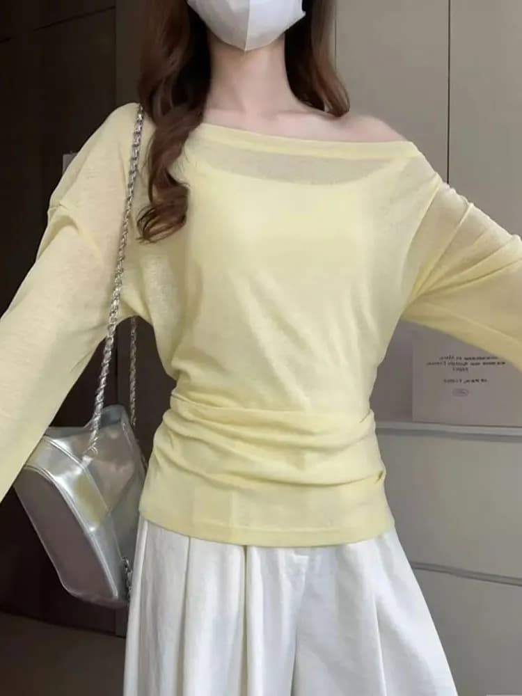 See Through Long Sleeve Oversize T Shirt
