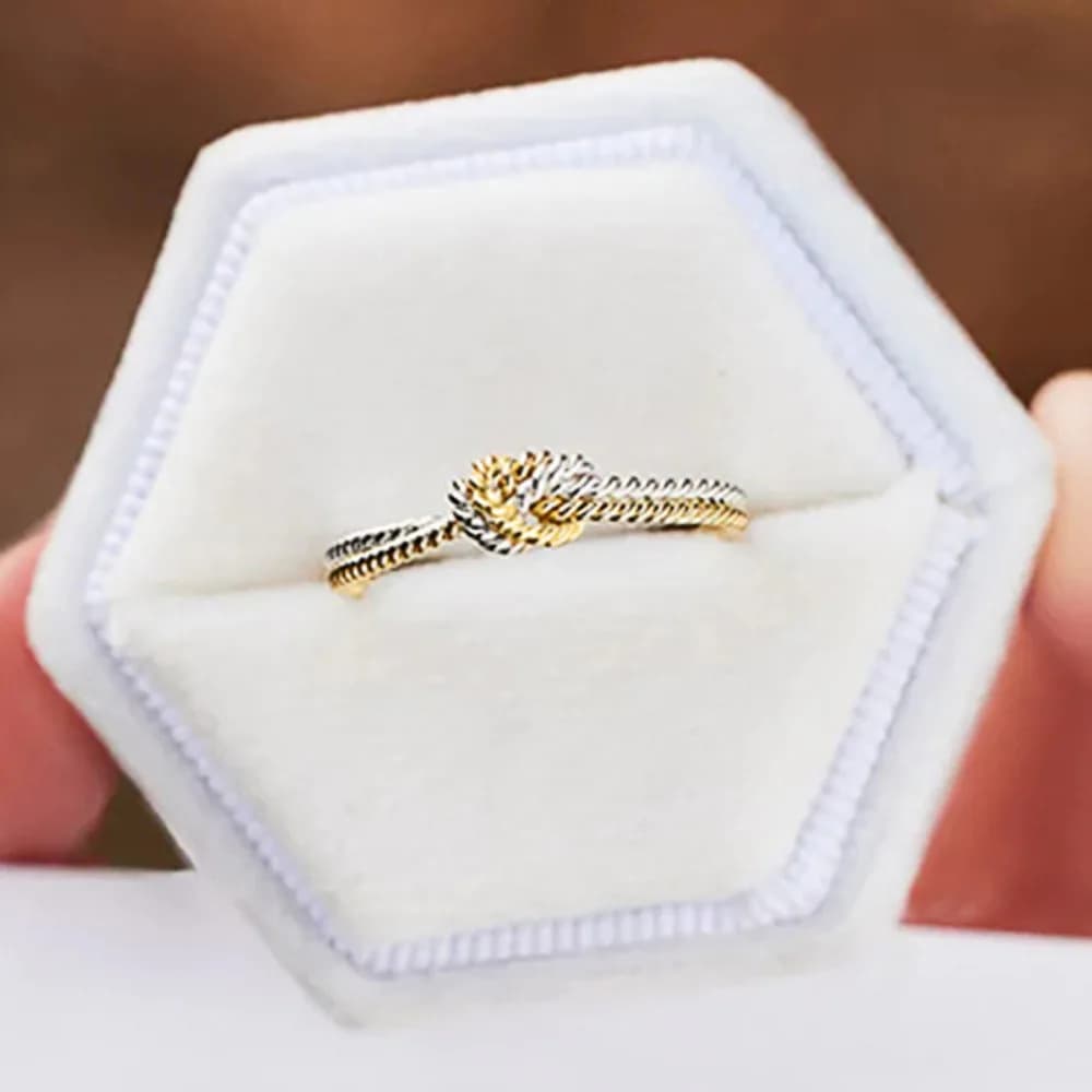 Two-Tone Twisted Knotted Stainless Steel Ring
