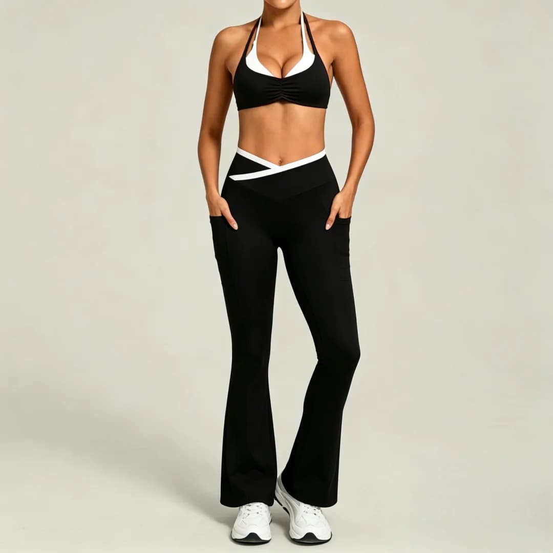 Women's Backless Halter Yoga Set