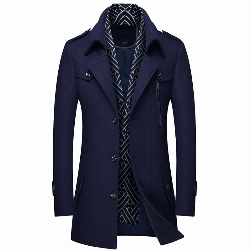 Men's Wool Blend Winter Trench Coat