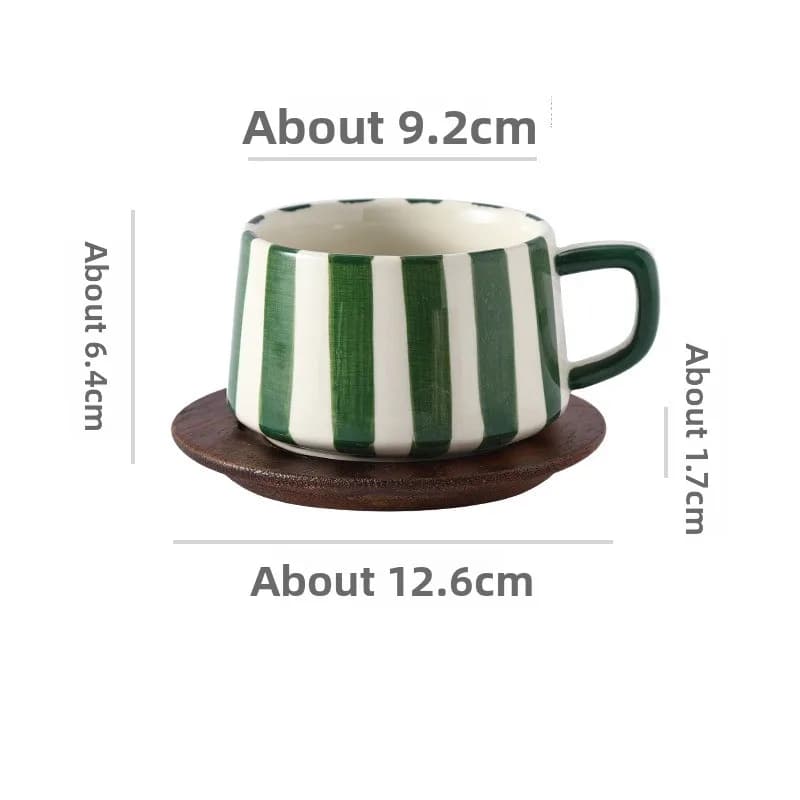 Hand-Painted Striped Ceramic Mug Set