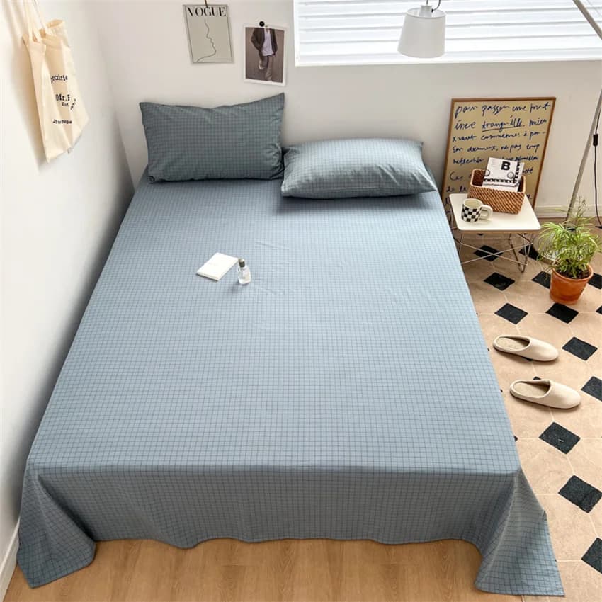 Pure Cotton Flat Sheet Nordic Grid Pattern