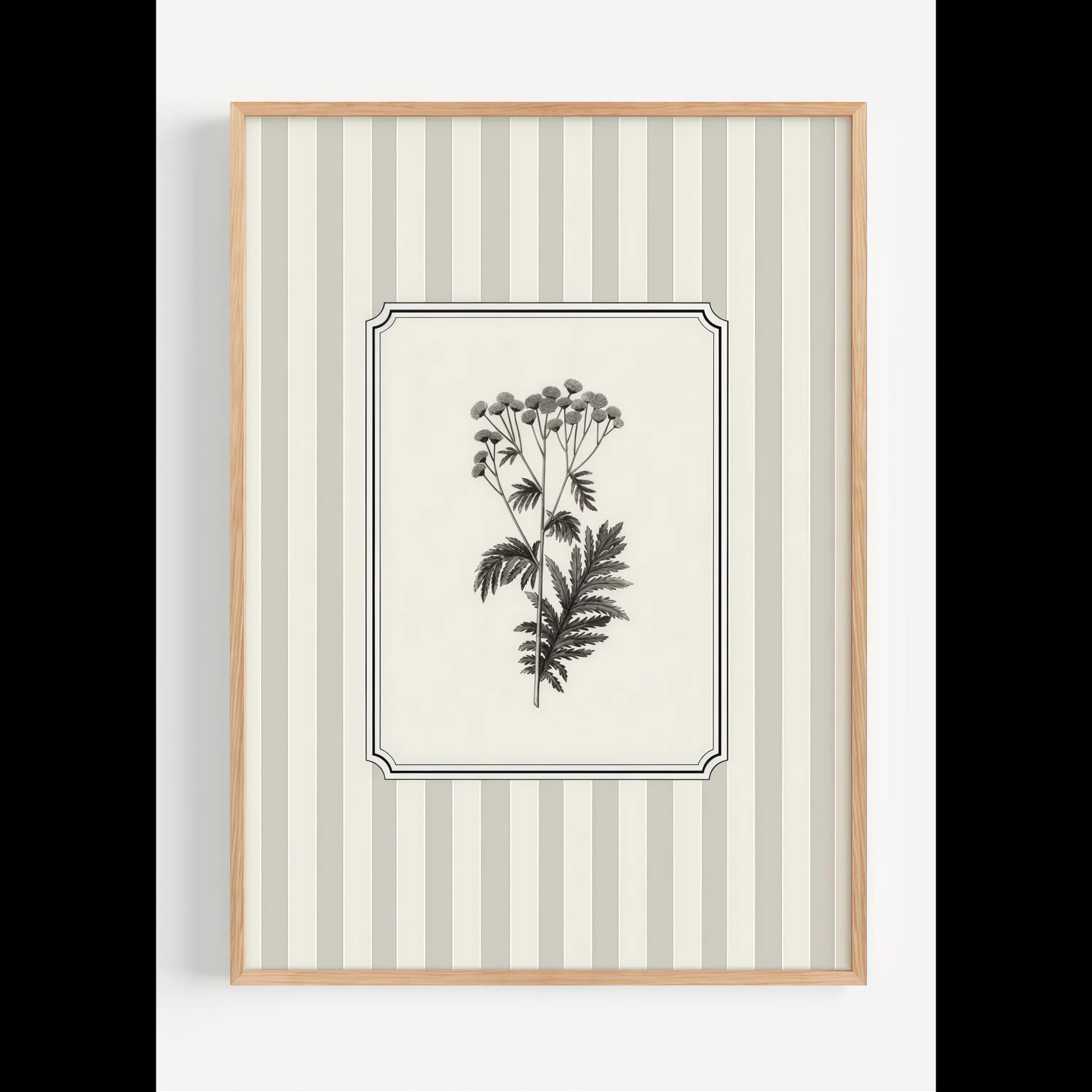 Minimalist Plants Stripes Canvas Wall Art