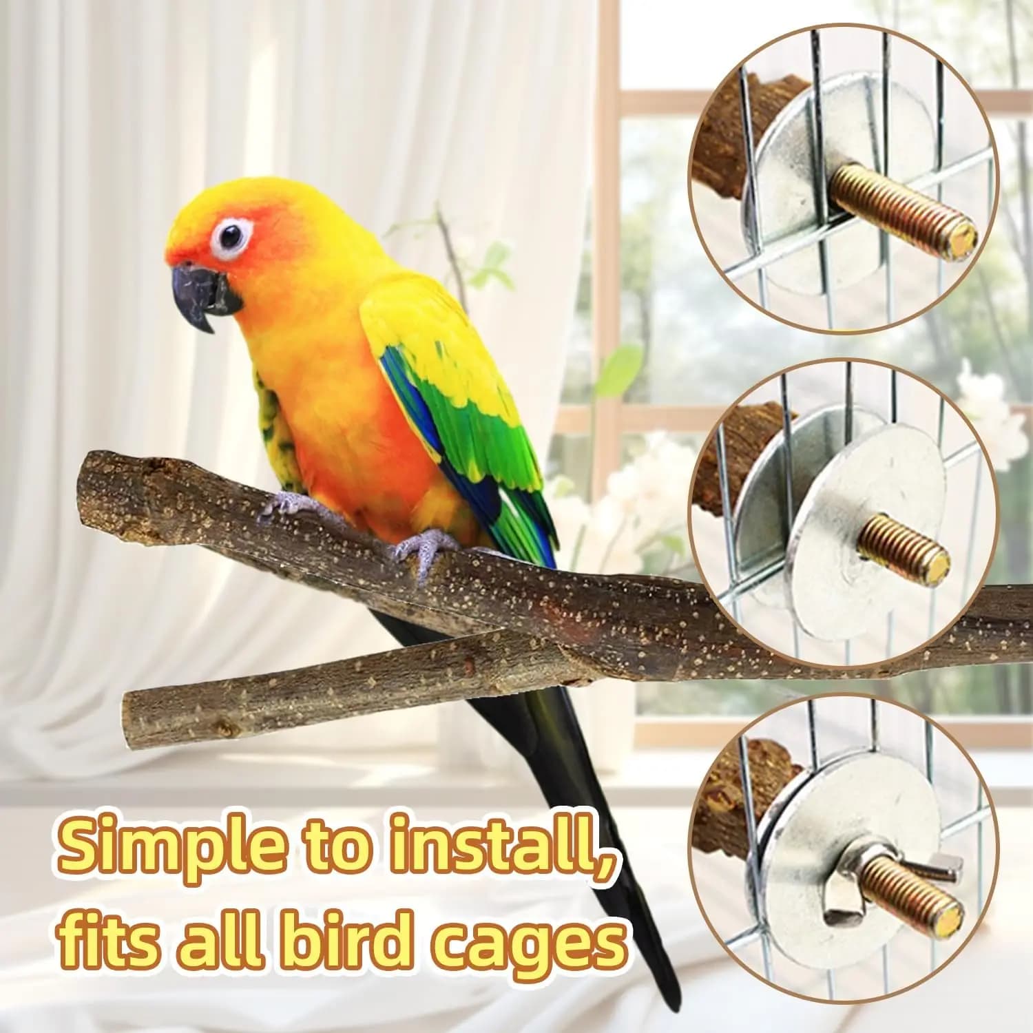 Natural Wood Forked Bird Perch Stand