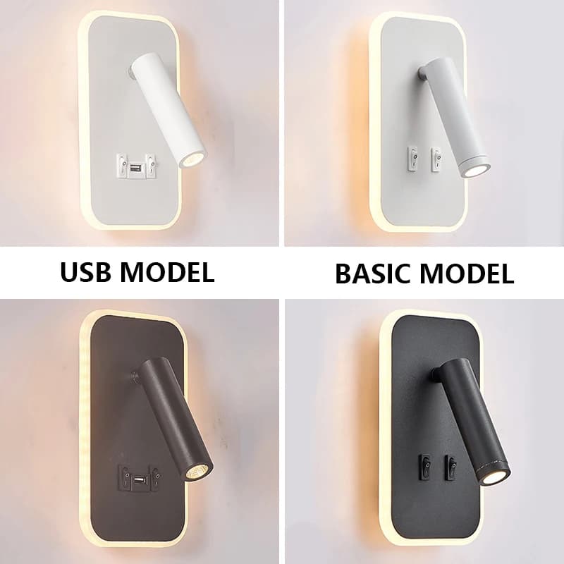 LED Bedside Wall Lamp with USB Port