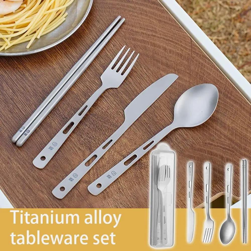 Titanium Travel Utensil Set with Storage Case