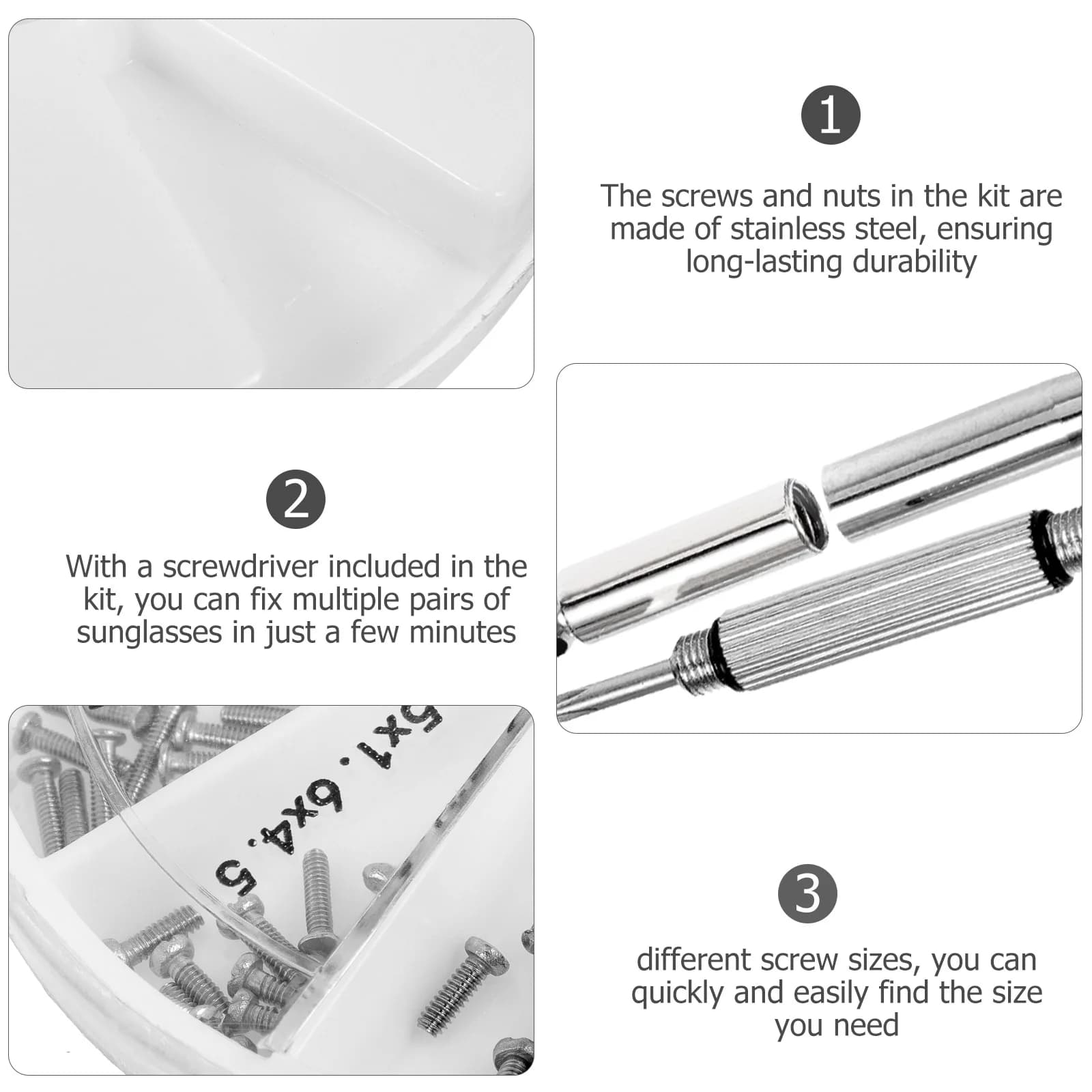 Eyeglass Repair Kit With Screws And Screwdriver