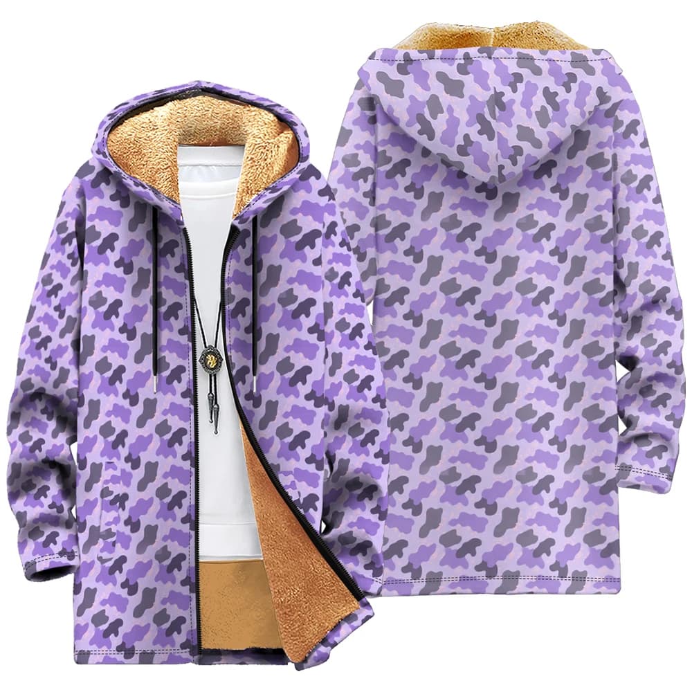 Camouflage Fleece-Lined Hooded Jacket