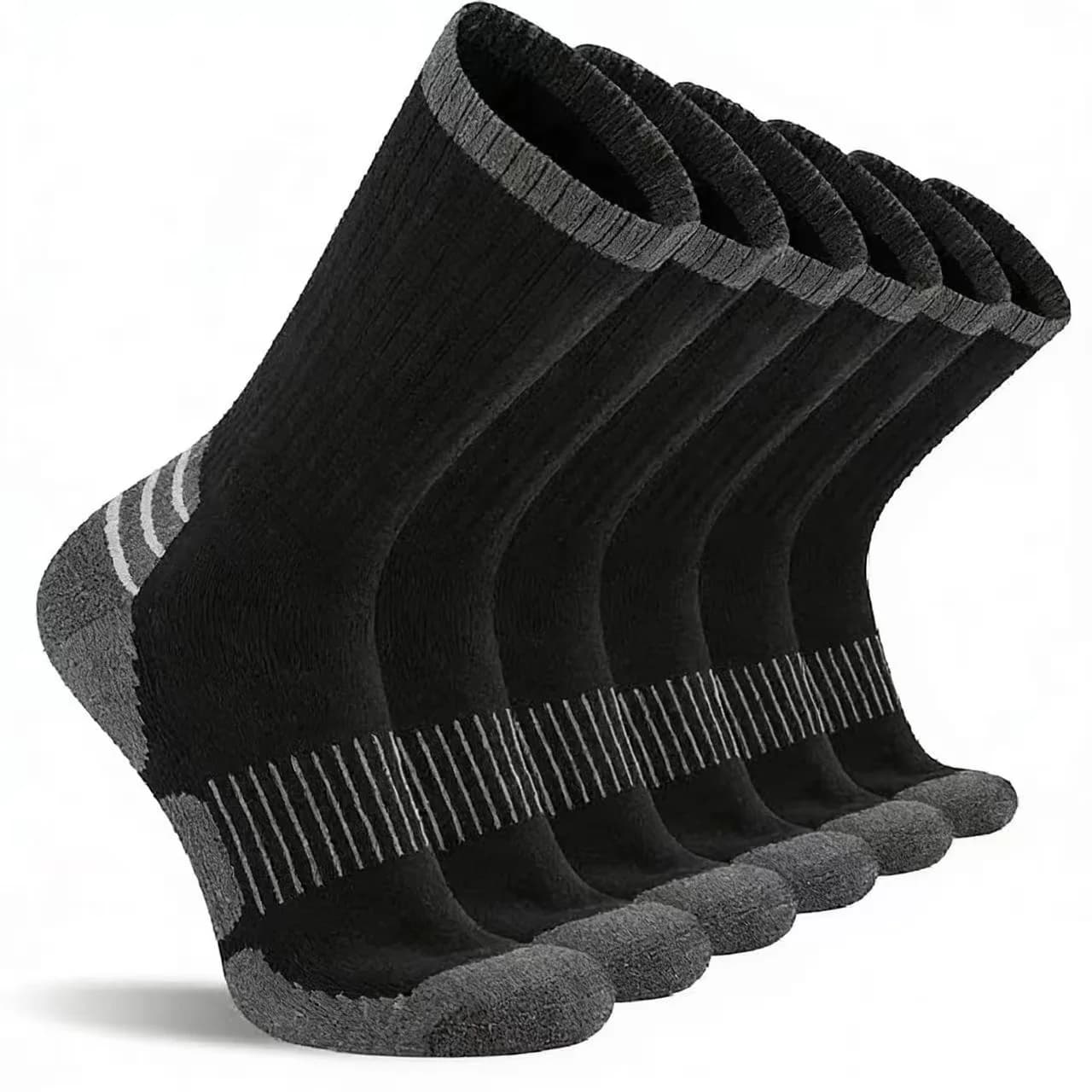 Men's Crew Socks Moisture Wicking Cushioned Work Boot 3 Pairs