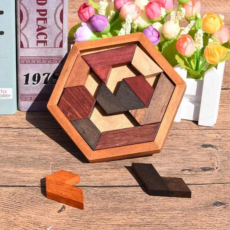 Wooden Geometric Shape Jigsaw Board Puzzle